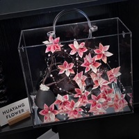 Boîte à fleurs portable en acrylique ABS - Boîte de présentation carrée transparente pour l'art floral et l'emballage cadeau de cadres photo