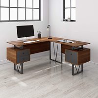 Table d'étude d'ordinateur en bois Bureau PC avec 3 tiroirs pour deux