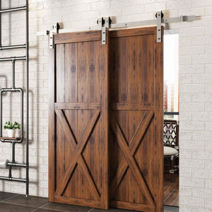 Puertas correderas de doble contenedor de acero al carbono de <span class=keywords><strong>madera</strong></span> maciza de estilo antiguo Compartimiento de almacenamiento interior de tamaño personalizado puertas correderas de Granero - Product Image 1