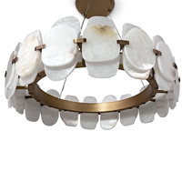 Vente de luminaires suspendus en pierre d'albâtre naturelle nordique, style luxueux pour salon et salle à manger, grand lustre en albâtre