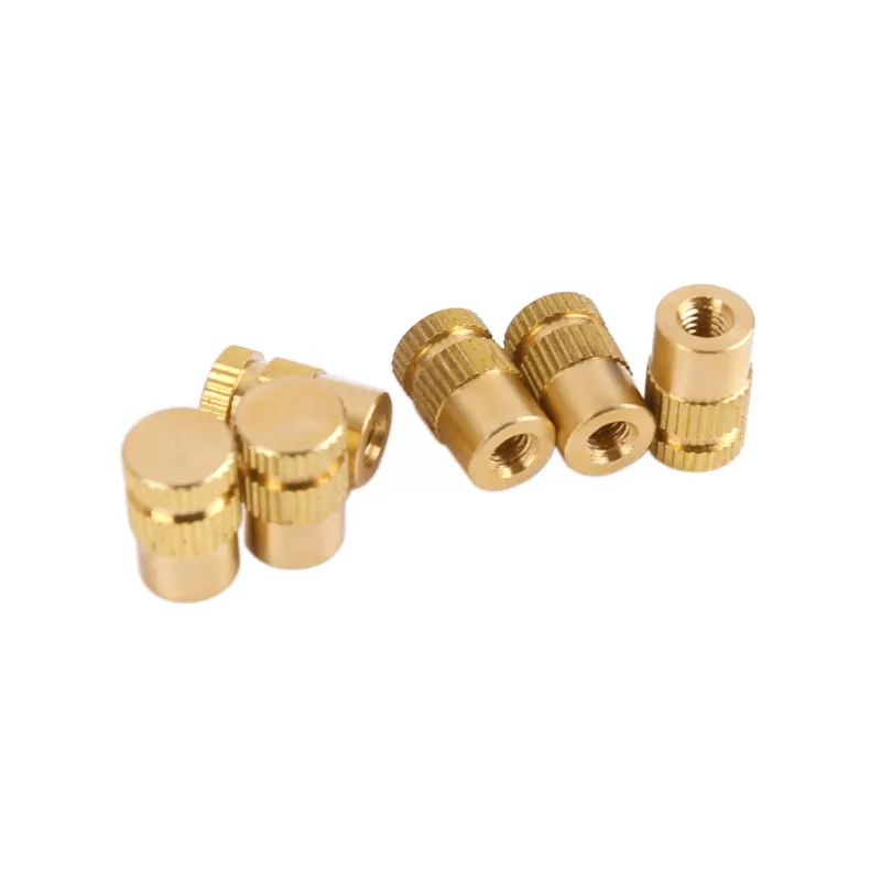 M3 M4 Copper Heating Molding Stud Vertical Knurled Blind hole Injection Molded Brass Insert Nut For Plastic Housing