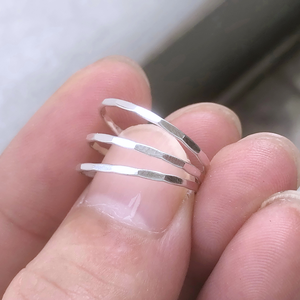 Trendiger 925 Sterling Silber Gehämmerter Stapelring für Damen und Herren Schmuck - Product Image 3