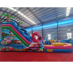 สไลเดอร์น้ำเป่าลมธีมฟลามิงโก ทำจากวัสดุ PVC หนาพิเศษ พร้อมสระน้ำแบบถอดได้ - Product Image 3