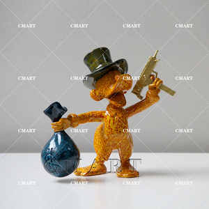 Nueva Llegada: Estatua Personalizada del Pato Billón con Pistola y Bolsa de Dinero, Modelo del Pato <span class=keywords><strong>Donald</strong></span> para Escultura Artística, Manualidad de Resina del Pato Scrooge McDuck - Product Image 4