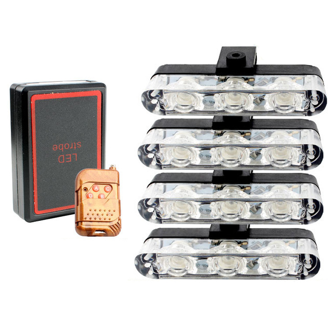 12V 24V LED Amber Strobe Warning Light Strobe Grille Flashing Light Car Truck Beacon Lamp Yellow White Traffic Lights