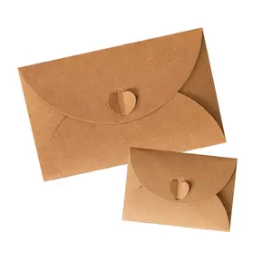 BECOL yeni varış basit tasarım Kraft kağıt zarflar hediye kart tebrik kartı için aşk şekilli mektup kartpostal zarf