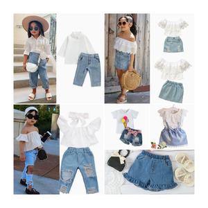 Großhandel Kinder Sommer Kurzarm Casual Shirts, Kinder bekleidung, Jeans kleider und 2-teilige Outfits - Product Image 3