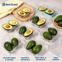Barquette en PET transparente ventilée et recyclable sur mesure pour fruits, emballage jetable en plastique type clamshell pour l'emballage d'avocats frais