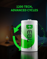 EBL Paquete de 8 Baterías Recargables Ni-MH D de 10000mAh, Estuche para Baterías Incluido, para Linternas, Electrónica de Consumo, Juguetes