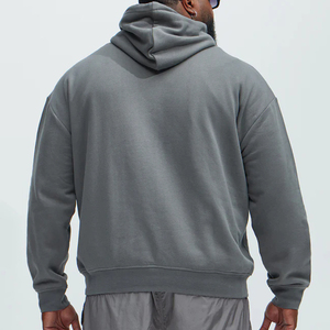 Felpa con cappuccio grigio con Design frontale Multi-pannello e coulisse in metallo-Pullover Casual oversize da uomo <span class=keywords><strong>felpe</strong></span> con cappuccio personalizzate - Product Image 3