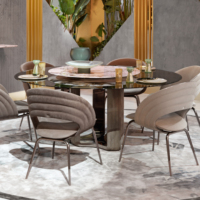 Modernes Design Luxus 8-Sitzer Tischset mit runden Marmor Esszimmers tühlen für Hotels-Holz Klapptische