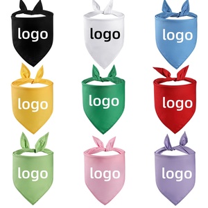 松山玩具カスタム卸売ロゴ入り犬用バンダナ、安価でカラフルな三角形の襟スカーフ、無地のポリエステル＆コットン製ペット犬用バンダナ - Product Image 1