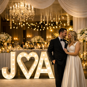 توصيل سريع، حروف ماركيز عملاقة مخصصة من المصنع، حروف مضيئة بمصابيح، حروف ماركيز كبيرة بمصابيح، ديكور خلفية للزفاف - Product Image 1