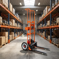 Chariot à main entièrement électrique de 400 kg, transpalette électrique de 1,5 m, batterie au lithium, chariot élévateur et de manutention électrique portable avec roues auxiliaires