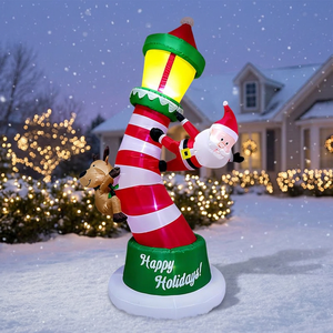 Nuevo Modelo Inflable Navideño de 2.7 Metros con Luces LED, Reno y Santa Claus Escalando un Faro, Decoración para Patio - Product Image 2