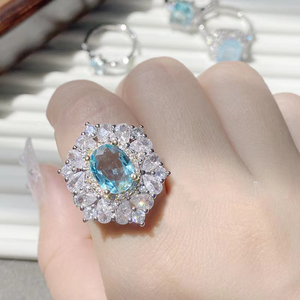 Bagues pour femmes bijoux de mode cuivre plaqué <span class=keywords><strong>or</strong></span> <span class=keywords><strong>18</strong></span> <span class=keywords><strong>carats</strong></span> bague saphir bleu réglable bleu - Product Image 3