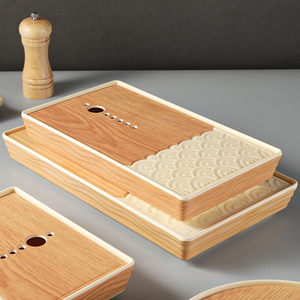 Plato de Sushi de melamina de grano de madera de estilo <span class=keywords><strong>japonés</strong></span> bandeja de pescado Sashimi de hielo <span class=keywords><strong>seco</strong></span> para restaurante y uso doméstico - Product Image 3