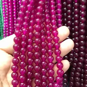 8mm round color dyed ruby color jade gemstone beads