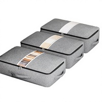 Sacs de rangement modernes pliables grande capacité en tissu gris résistant à l'eau, organisateur de placard et de lit, anti-poussière avec poignée de fenêtre