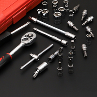 46 pièces 1/4 DR boîte à outils de réparation de voiture clé à molette Chrome Vanadium outils à main et clé à cliquet jeu de douilles
