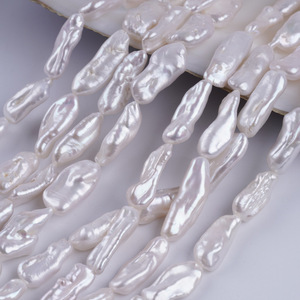Natural 7-9mm Freshwater White Pearl <b>Beads</b> Straight Hole Pipa & Baroque Irregular Shaped Loose DIY <b>Bracelet</b> & Necklace Wholesale - Product Image 5