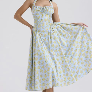 Vestido Corto con Mangas Abullonadas y Cuello <span class=keywords><strong>en</strong></span> V WW185 - Product Image 1