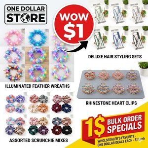 Assortiment d'accessoires capillaires tendance pour femmes et filles, articles à un dollar, vente en gros, chouchous élégants, pinces à cheveux, bandeaux, épingles à cheveux - Product Image 1