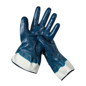 Guantes de protección laboral personalizados, guantes de seguridad lisos totalmente recubiertos de nitrilo <span class=keywords><strong>azul</strong></span> - Product Image 2