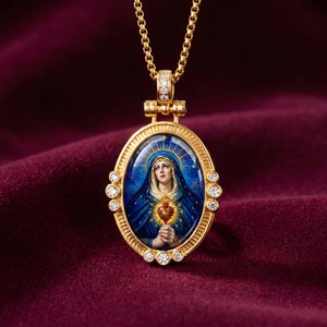 Colgante Ovalado Esmaltado a Mano <span class=keywords><strong>de</strong></span> Nuestra Señora <span class=keywords><strong>de</strong></span> los Dolores, Regalo <span class=keywords><strong>de</strong></span> Consolación para la <span class=keywords><strong>Semana</strong></span> <span class=keywords><strong>Santa</strong></span> en Italia y España, Venta al por Mayor - Product Image 1