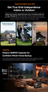 สถานีไฟฟ้าพกพา Oscal 3600W 3600Wh แบตเตอรี่ LiFePO4 คลื่นไซน์บริสุทธิ์ แผงโซลาร์เซลล์ สต็อกยุโรป Oscal Powermax 3600 SE - Product Image 4