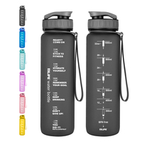 Bouteille d'eau de sport et de fitness en Tritan sans BPA de 1 L (32 oz) avec marqueur de temps motivant, personnalisable avec logo OEM