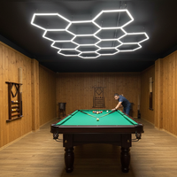 Service à faible MOQ, Luminaire de plafond hexagonal 6500K 120lm/W, à assembler soi-même, suspendu par câble, pour salle de billard, type nid d'abeille, à LED