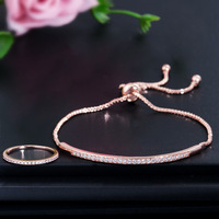 Minimalista pulsera de las mujeres joyería de pulsera ajustable chapado en oro 18k diamante cz pulsera inicial