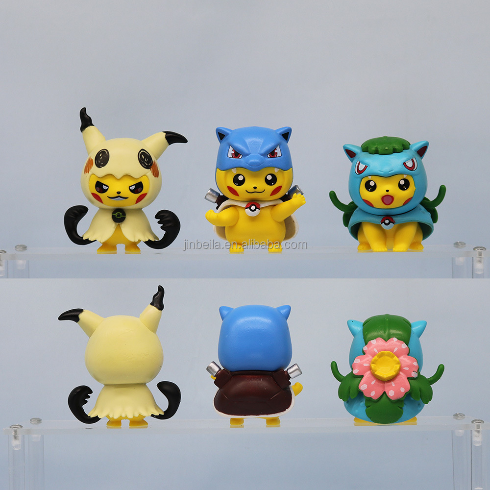 ポケモン ピカチュウ フィギュアセット 卸売6ピース/セット7.5cmポケモンピカチュウコスプレジンガーカ