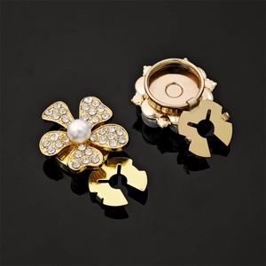 Boutons décoratifs en métal avec perles, strass et fleurs papillon pour chemisiers et vêtements féminins - Product Image 4