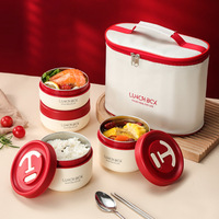 Boîte à lunch combinée en acier inoxydable 304, isolée, multicouche, étanche, compatible micro-ondes, sans BPA, réutilisable, de qualité alimentaire