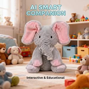 Peluche de Elefante Súper Suave y Transpirable, Juguete de Peluche de Algodón PP con Orejas Móviles y Música Relajante <span class=keywords><strong>para</strong></span> Bebés <span class=keywords><strong>Recién</strong></span> Nacidos Unisex - Product Image 1