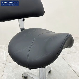 <span class=keywords><strong>Chaise</strong></span> de barbier ergonomique noire professionnelle, tabouret de salon roulant, siège de maître de coiffure réglable en hauteur, hydraulique - Product Image 4