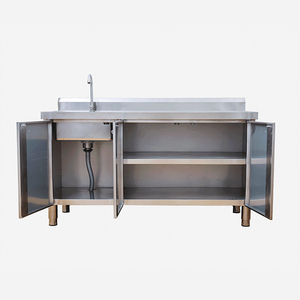 Table bon marché d'armoire d'évier de cuisine d'acier inoxydable avec <span class=keywords><strong>sous</strong></span> l'étagère avec le robinet pour l'évier moderne fait main de ménage - Product Image 4