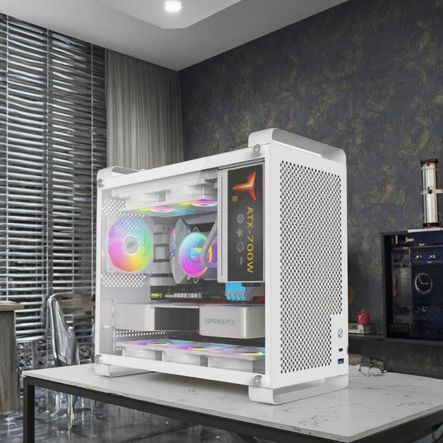 Factory Hot Selling Design Computer M-ATX PC Gaming Chassis RGB Water Cooling Fans Computer Middle Gaming Cases & Towers