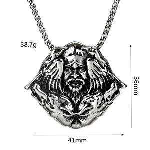 <b>Titanium</b> Steel Men's Pendant Viking Odin Mask Necklace Stainless Steel Vintage Geometric Design Everyday Wear - Product Image 5