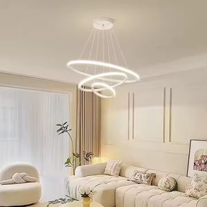 简约北欧戒指吊灯现代黑色圆形发光二极管吊灯家居客厅厨房 - Product Image 4