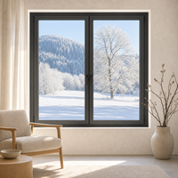 Fenêtres à battants modernes à double vitrage en verre trempé, cadre en alliage d'aluminium, isolation thermique en acier inoxydable pour maison, patio, véranda