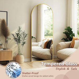 Arched Length 58"X18.5" Black Thin Frame Full Body <b>Mirror</b> for Bedroom Dressing Room, Standing or Wall <b>Leaning</b>, Home - Product Image 5