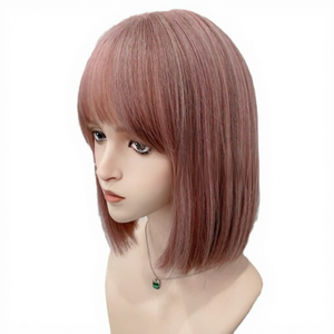 วิกผมสั้นของ<span class=keywords><strong>ผู้หญิง</strong></span>แฟชั่นฤดูร้อนใหม่สีชมพู-น้ำตาล<span class=keywords><strong>ผม</strong></span>ตรงหวานมีสไตล์วิกผมเต็มศีรษะระบายอากาศได้ - Product Image 4