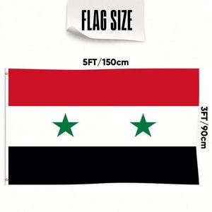 3x5Ft Syria <b>Flag</b> Polyester With Two Brass Grommets Single Layer Hanging Outdoor and Indoor Deco - Product Image 2