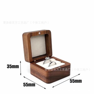 Black Walnut Solid Wood Ring <b>Box</b> 55x55x35mm <b>Vintage</b> Square Jewelry Storage Case For Rings Necklaces Earrings - Product Image 1