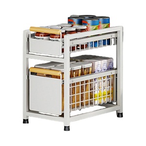 Organizador de Gabinetes Extraíble de 2 Niveles a Prueba de Polvo para Baño y Cocina, para Especias, Juguetes, Bolsas Escolares, con Cajones Deslizantes - Product Image 3