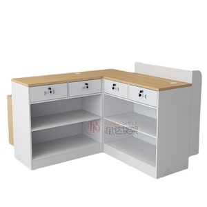 Customized Wooden Checkout Counter Nordic Style Modern Design For Supermarket Salon Bookstore Milk Tea Shop Commercial Use - Product Image 3