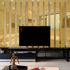 <b>Rectangular</b> Free Combination Acrylic With Self-Adhesive <b>Mirror</b> Decoration Sticker for Living Room Background <b>Wall</b> Sticker 5x20cm - Product Image 2